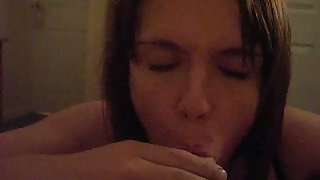 Sexy girlfriend stripping and throating