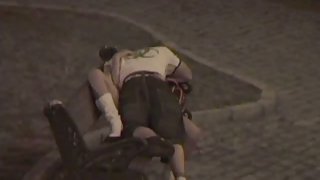 Voyeur homemade sex-tape youthful lovers filmed having sex on park bench