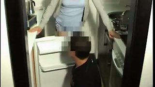 Mexican lady seduces work man who came around to fix the kitchen fridge