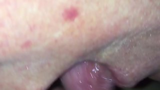 Wife deepthroating my dick for more cum.