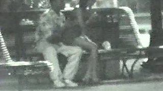 Couple in park after club having sex in public on a bench