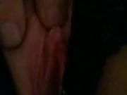 Shaved pussy fingering close up