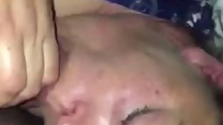 Deep throat blowjob given by big-titted dark-haired