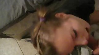 Pretty wife in a messy deepthroat activity