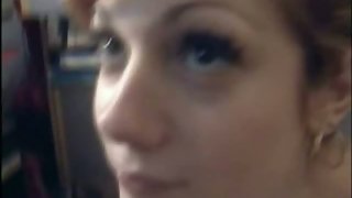 Uber-sexy redhead gives head with sperm facial finish