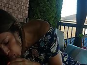 Steamy latina neighbour sucking and swallowing