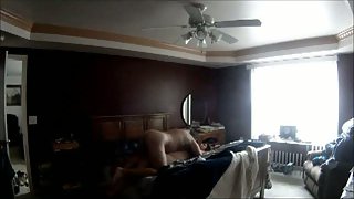 Sex in bedroom recorded on hidden camera on top of wardrobe
