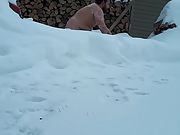 Robert jumping into the snow naked dare