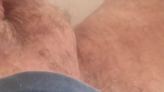 I wank my cock-squeezing small circumcised cock