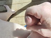 Morning Penis Play with cum in the sun